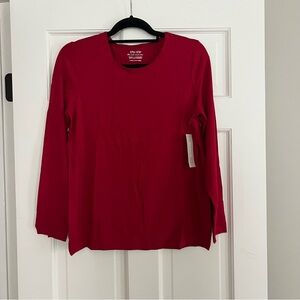 Chico’s Holly Red Essentials Layer Long Sleeve Tee Shirt Medium (Chico’s 1) NWT